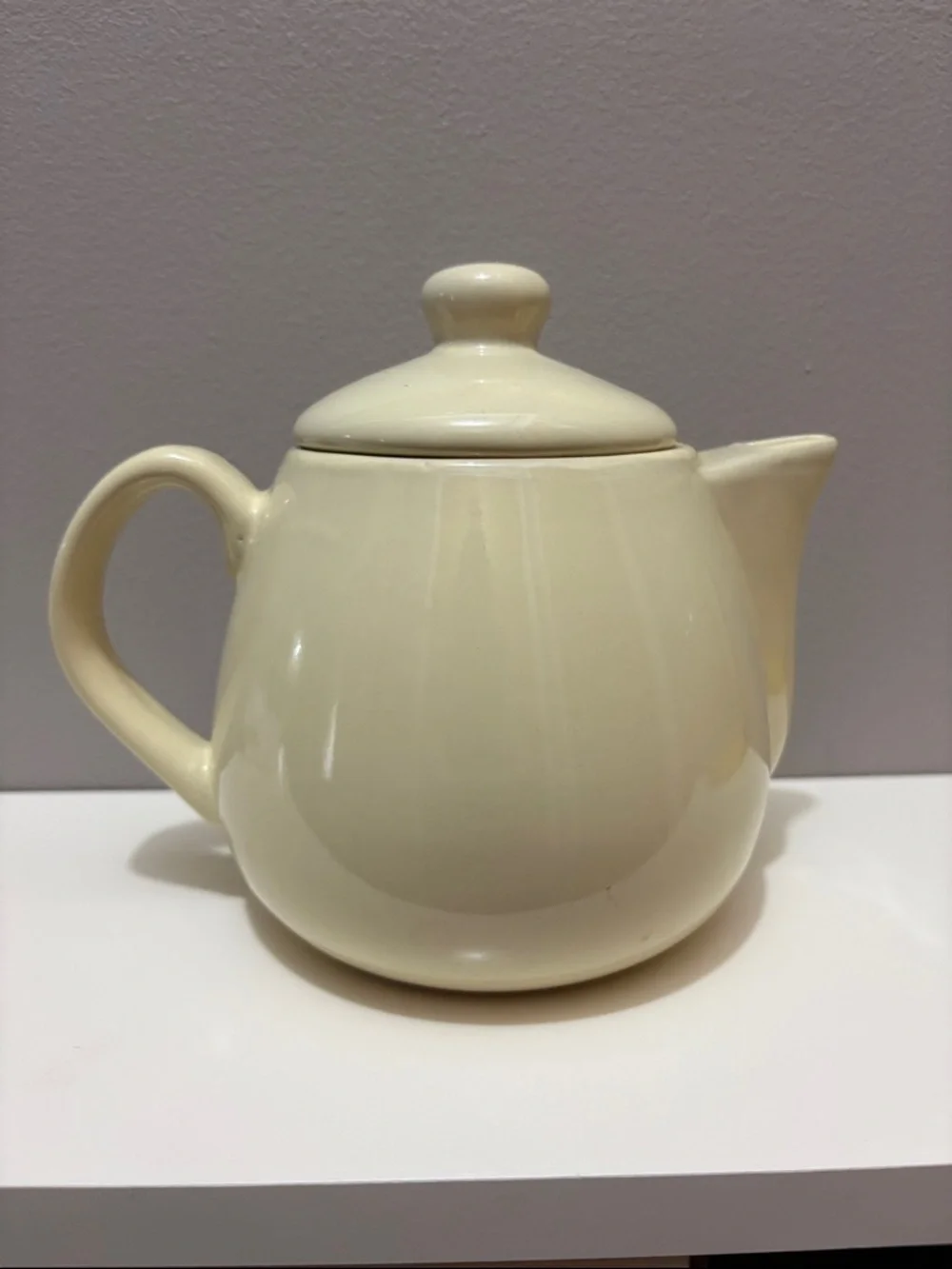 California Pantry Cream Ceramic Teapot Classic Round Design